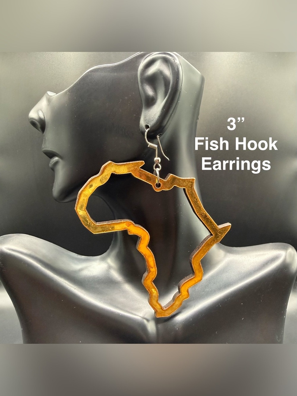 Africa Continent Gold Geometric Earrings